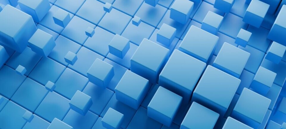 Abstract grid of blue 3D cubes suggesting digital data blocks